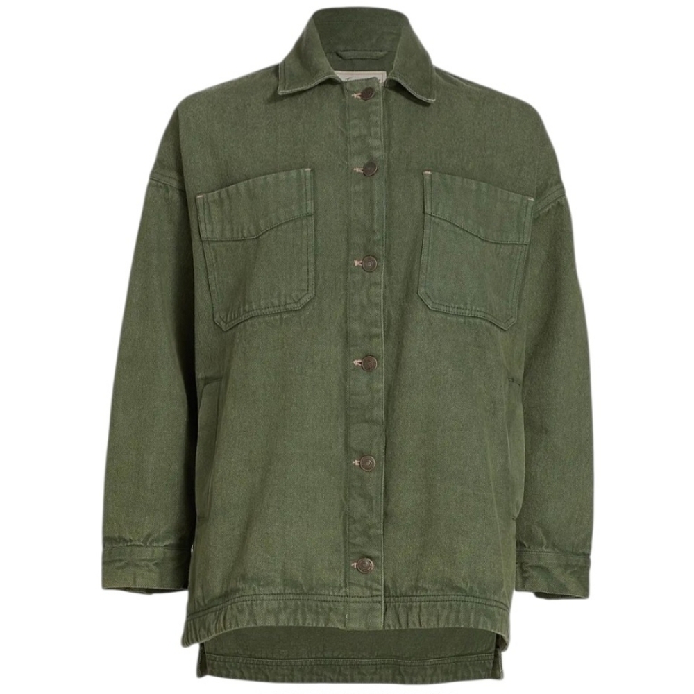 NWT Free People Green Jacket Denim Oversized Sz L - Picture 5 of 11